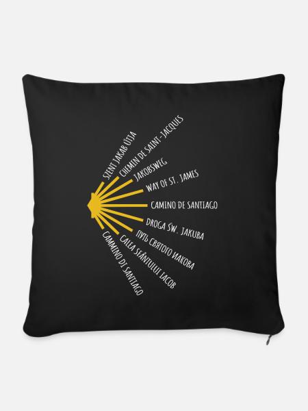 Jakobsweg kennt viele Sprachen - Camino - Pilgern - Sofakissenbezug 45 x 45 cm - Schwarz