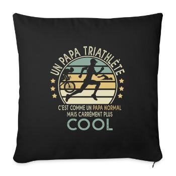 un papa triathlète c cool cadeau sport triathlon - Housse de coussin décorative 45 x 45 cm - noir - Devant