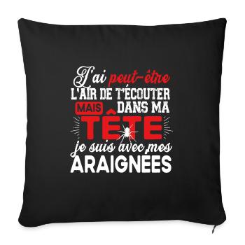 Araignée Araignées Insecte Animal Cadeau Humour - Housse de coussin décorative 45 x 45 cm - noir - Devant