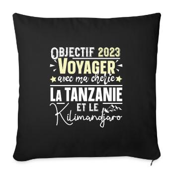 Tanzanie Kilimandjaro Homme Cadeau Couple Mug - Housse de coussin décorative 45 x 45 cm - noir - Devant