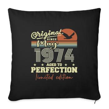 May 1974 | May 1974 May 1974 Birthday Gift - Sofa pillowcase 17,3'' x 17,3'' (45 x 45 cm) - black - Front
