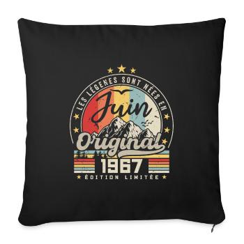 Juin 1967 Anniversaire 1967 Juin Légendes - Housse de coussin décorative 45 x 45 cm - noir - Devant