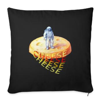 Cheese, Cheese, Astronaut on Cheese - Sofa pillowcase 17,3'' x 17,3'' (45 x 45 cm) - black - Front