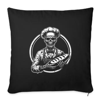 Ich backe für Dich gruseliger Bäckerzombie - Sofakissenbezug 45 x 45 cm - Schwarz - Vorne