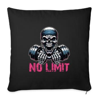 No Limit Workout Bodybuilding Skull with Dumbbell - Sofa pillowcase 17,3'' x 17,3'' (45 x 45 cm) - black - Front