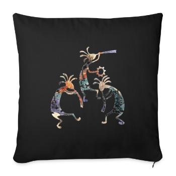 Native Americans - Cokopelli Musicans Trio 1 - Housse de coussin décorative 45 x 45 cm - noir - Devant