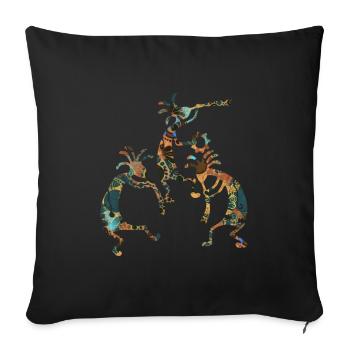 Native Americans - Kokopelli Musicans Trio 3 - Sofa pillowcase 17,3'' x 17,3'' (45 x 45 cm) - black - Front