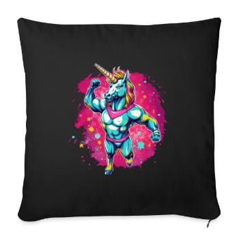 Unicorn Bodybuilder - Sofa pillowcase 17,3'' x 17,3'' (45 x 45 cm) - black - Front