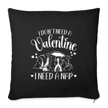Border Collie Saint-Valentin chiens chien Wilsigns - Housse de coussin décorative 45 x 45 cm - noir - Devant