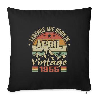 Né En Avril 1955 Vintage - Cadeau Avril 1955 - Housse de coussin décorative 45 x 45 cm - noir - Devant