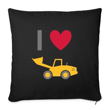★ Les couleurs de conception peuvent être modifiées ★ J'adore les chargeuses sur pneus - Housse de coussin décorative 45 x 45 cm - noir - Devant