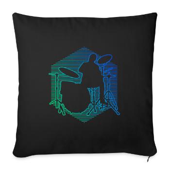 Percussionniste Batteur Hommes Batterie - Housse de coussin décorative 45 x 45 cm - noir - Devant