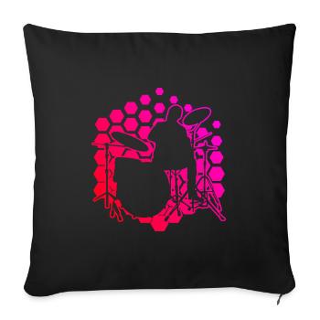 Drummer Batterie Femme Batterie Homme - Housse de coussin décorative 45 x 45 cm - noir - Devant
