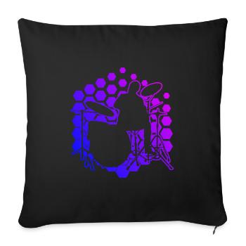 Batteur Hommes Drum Kit Batterie Jouer du tambour - Housse de coussin décorative 45 x 45 cm - noir - Devant