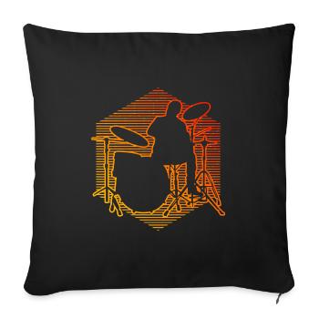 Batterie Batteur Kit Batterie Dames - Housse de coussin décorative 45 x 45 cm - noir - Devant