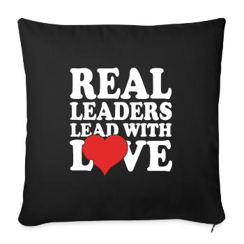 Les vrais leaders dirigent avec amour - Housse de coussin décorative 45 x 45 cm - noir - Devant