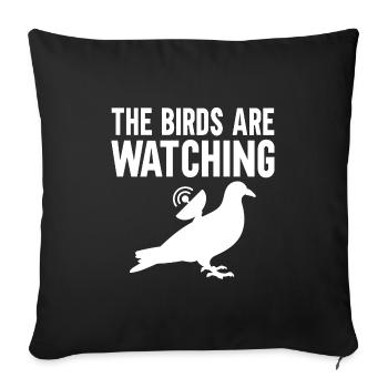 Les oiseaux observent - Housse de coussin décorative 45 x 45 cm - noir - Devant