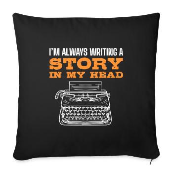 Author - Sofa pillowcase 17,3'' x 17,3'' (45 x 45 cm) - black - Front
