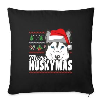 Merry Huskymas Siberian Husky Christmas - Sofa pillowcase 17,3'' x 17,3'' (45 x 45 cm) - black - Front