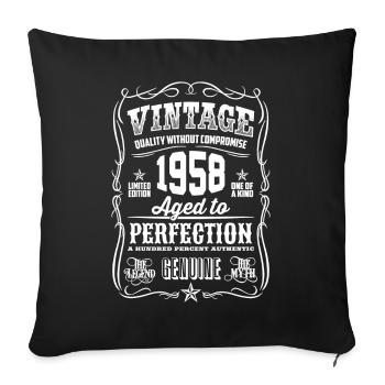 1958 Vintage 60th Birthday gift 60 years old - Sofa pillowcase 17,3'' x 17,3'' (45 x 45 cm) - black - Front