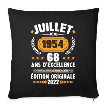 Cadeau d'anniversaire 68 Ans, Né en juillet 1954 - Housse de coussin décorative 45 x 45 cm - noir - Devant
