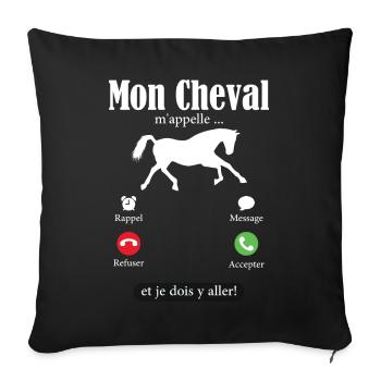 Humour Cheval Cadeau Anniversaire Equitatio - Housse de coussin décorative 45 x 45 cm - noir - Devant