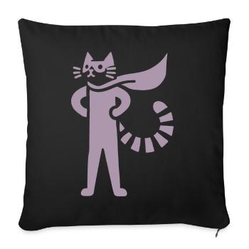 Cats Superhero Hero Silhouette Cloak - Sofa pillowcase 17,3'' x 17,3'' (45 x 45 cm) - black - Front