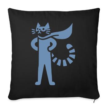 Cats Superhero Hero Silhouette Cloak - Sofa pillowcase 17,3'' x 17,3'' (45 x 45 cm) - black - Front