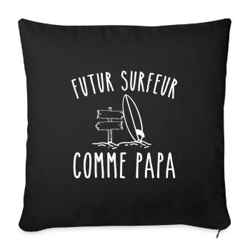futur surfeur comme papa - Housse de coussin décorative 45 x 45 cm - noir - Devant