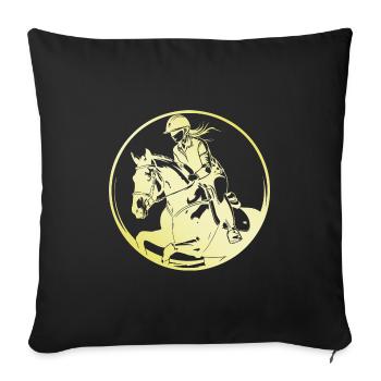 Cheval de selle femme - Housse de coussin décorative 45 x 45 cm - noir - Devant