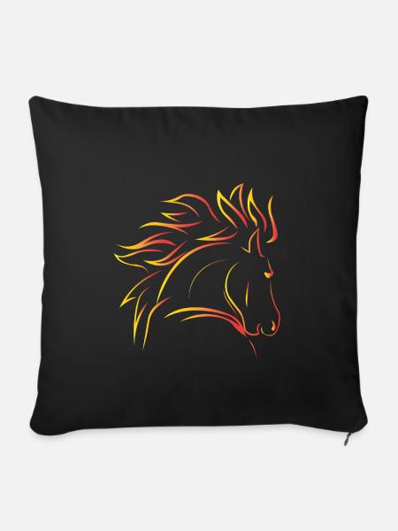 Pferd Wildpferd - Sofakissenbezug 45 x 45 cm - Schwarz