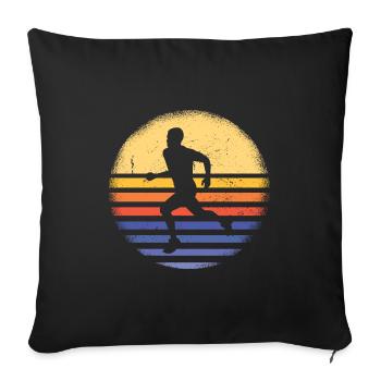 Sport Retro Sunset Running - Sofa pillowcase 17,3'' x 17,3'' (45 x 45 cm) - black - Front