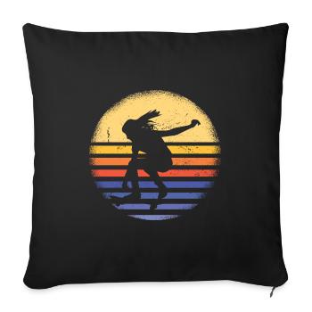 Sport Rétro Coucher de soleil Skateboard - Housse de coussin décorative 45 x 45 cm - noir - Devant