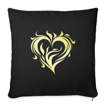 Heart Gold Flame - Sofa pillowcase 17,3'' x 17,3'' (45 x 45 cm) - black - Front