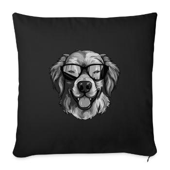 Fête cool hipster avec chien Golden Retriever - Housse de coussin décorative 45 x 45 cm - noir - Devant