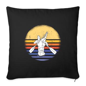 Canoeist Retro Sunset Canoeing - Sofa pillowcase 17,3'' x 17,3'' (45 x 45 cm) - black - Front