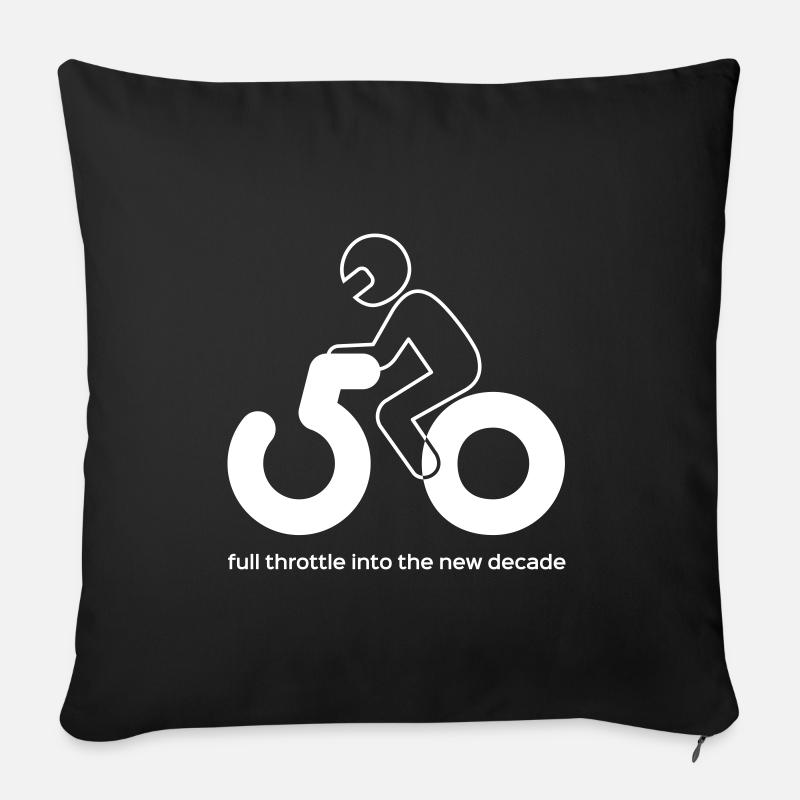 Un vrai motard a 50 ans! - Housse de coussin décorative 45 x 45 cm - noir