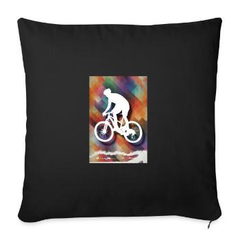Cycliste de route Vélo de route fond coloré / cadeau - Housse de coussin décorative 45 x 45 cm - noir - Devant