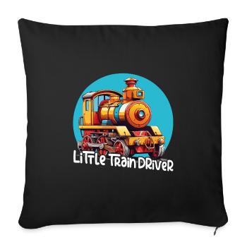 Petit conducteur de train drôle coloré locomotive - Housse de coussin décorative 45 x 45 cm - noir - Devant
