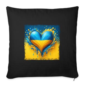 Ukraine Heart Flag Water Drop Design - Sofa pillowcase 17,3'' x 17,3'' (45 x 45 cm) - black - Front