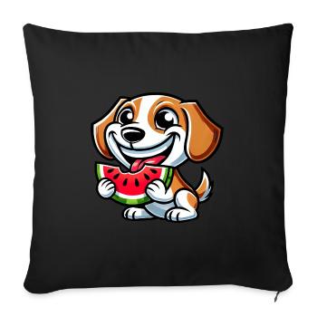 Beagle Watermelon Cute Dog with Melon Summer - Sofa pillowcase 17,3'' x 17,3'' (45 x 45 cm) - black - Front
