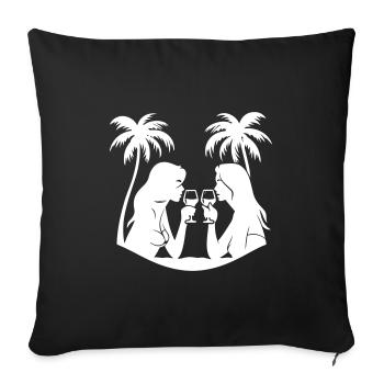 Beach Holiday Girls Team Palm Trees - Sofa pillowcase 17,3'' x 17,3'' (45 x 45 cm) - black - Front