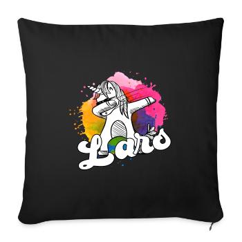 LARS - Beautiful Boy Name with Cool Unicorn - Sofa pillowcase 17,3'' x 17,3'' (45 x 45 cm) - black - Front