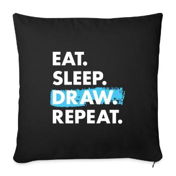 Tiroir Manger Sommeil Dessin - Housse de coussin décorative 45 x 45 cm - noir - Devant