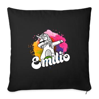 EMILIO - Beautiful Boy Name with Cool Unicorn - Sofa pillowcase 17,3'' x 17,3'' (45 x 45 cm) - black - Front