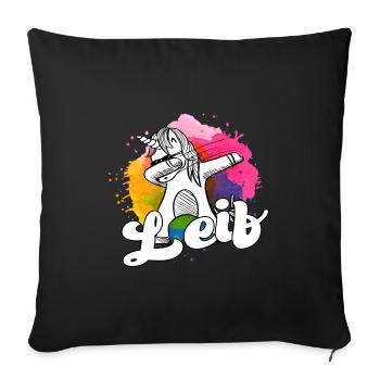 LEIF - Beau nom de garçon avec licorne cool - Housse de coussin décorative 45 x 45 cm - noir - Devant