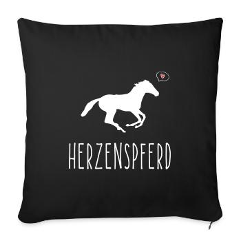 Pferdesprüche Pferdekopf Reiterin Reitsprüche - Sofakissenbezug 45 x 45 cm - Schwarz - Vorne