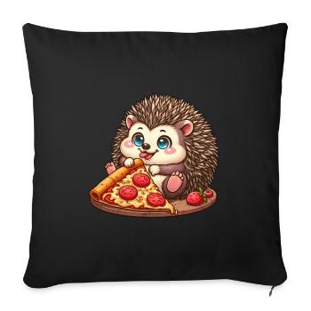 Cute hedgehog loves pizza pizza lovers funny - Sofa pillowcase 17,3'' x 17,3'' (45 x 45 cm) - black - Front