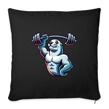 Seal with Dumbbell Fitness Gym Training - Sofa pillowcase 17,3'' x 17,3'' (45 x 45 cm) - black - Front