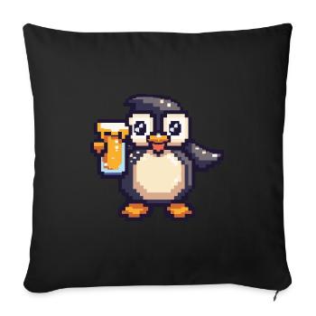 Pinguin Pixel Bier - Sofakissenbezug 45 x 45 cm - Schwarz - Vorne